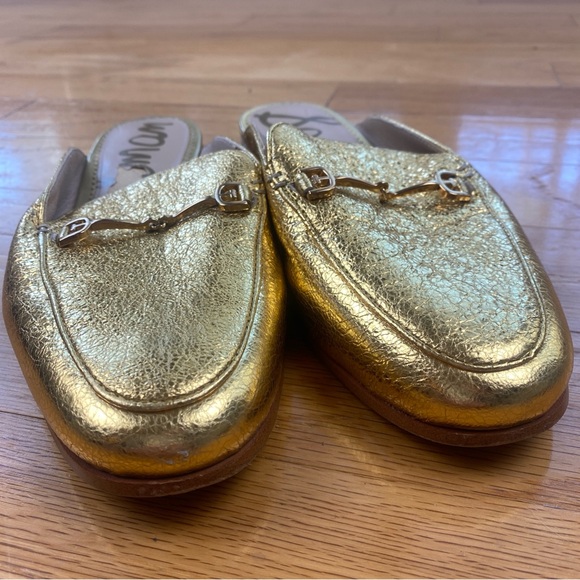 Sam Edelman Linnie Mules Women Size 8 Gold Metallic Slip-on Horsebit Shoes - Picture 5 of 7